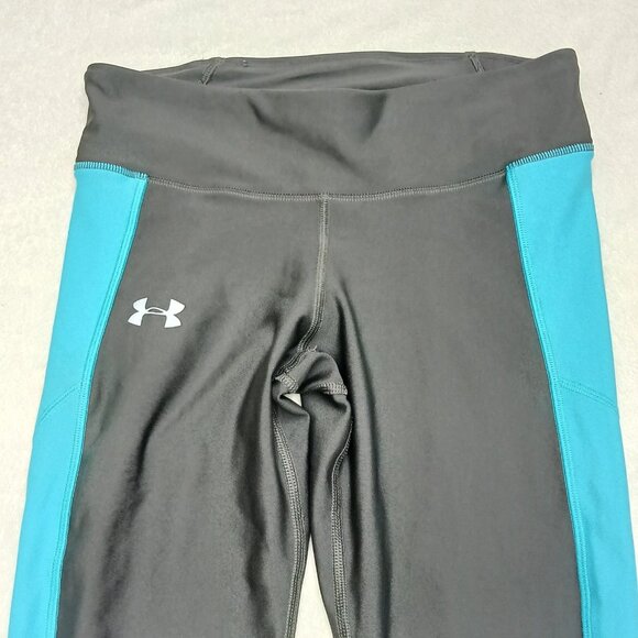 Under Armour Women&#039;s Heat Gear Grey Turquoise Compression Leggings Size XL - Picture 4 of 15